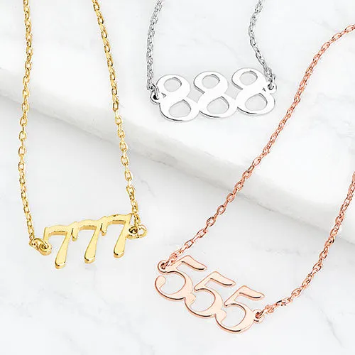 Petite Script Angel Number Necklace sold by Limoges Jewelry