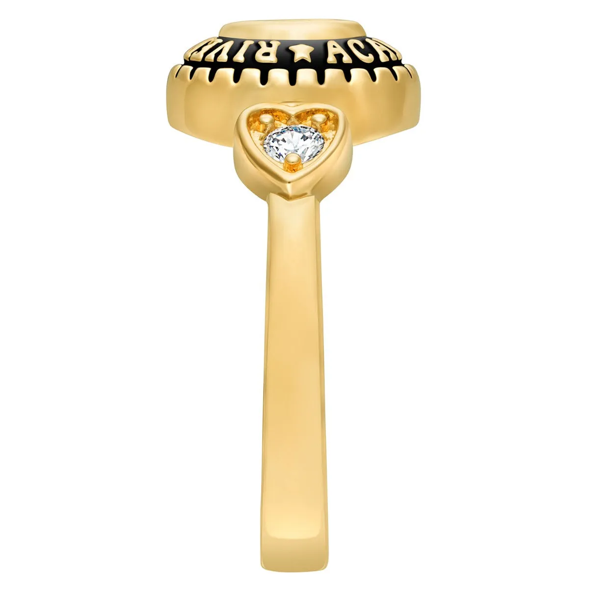 Ladies 18K Gold over Sterling Traditional Oval Stone & CZ Heart Class Ring sold by Limoges Jewelry product image thumbnail 3