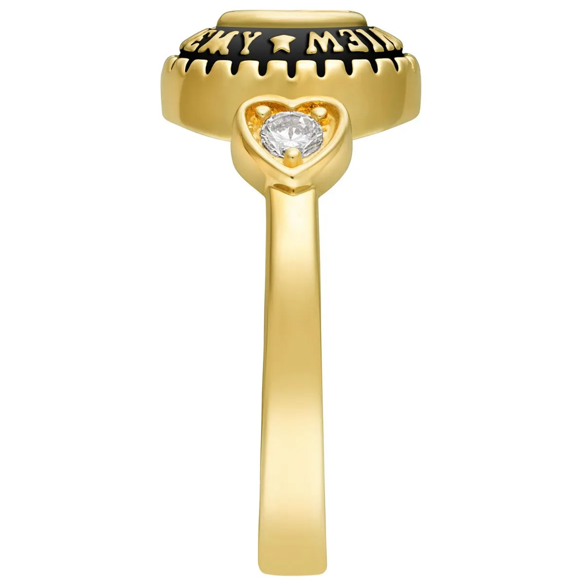 Ladies 18K Gold over Sterling Traditional Oval Stone & CZ Heart Class Ring sold by Limoges Jewelry product image thumbnail 4