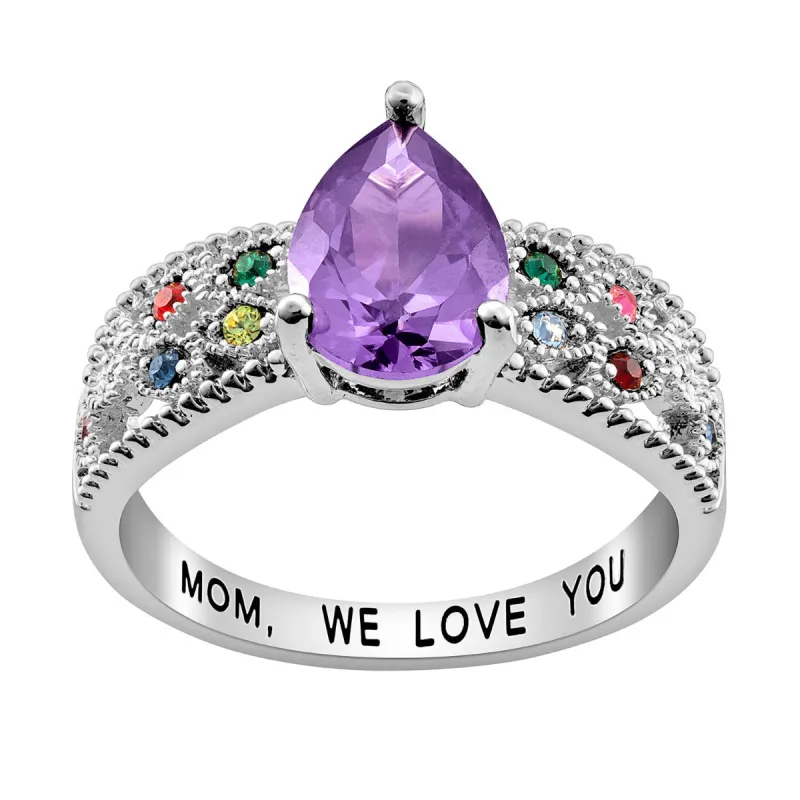 Mother's Pear Family Birthstone Ring sold by Limoges Jewelry