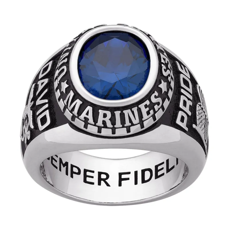 Men's CELEBRIUM Oval Birthstone MILITARY RING sold by Limoges Jewelry