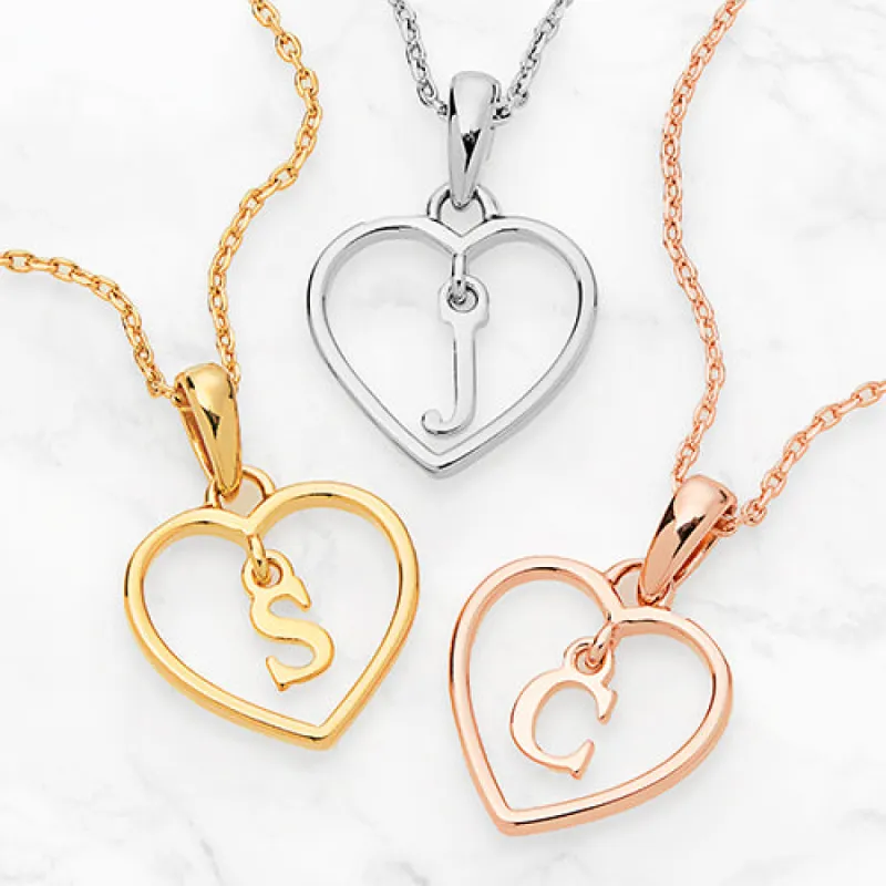 Plated From the Heart Initial Heart Necklace sold by Limoges Jewelry
