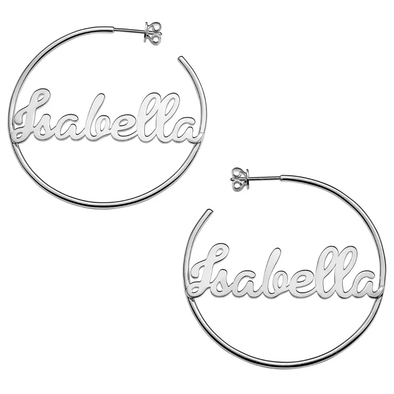 Personalized Sterling Silver Nameplate Large Post Hoop Earrings sold by Limoges Jewelry