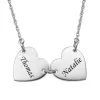 Sterling Silver Engraved Name Heart Station Necklace - 2 Names sold by Limoges Jewelry