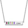 Sterling Silver Baguette Birthstone Love Bar Pendant sold by Limoges Jewelry