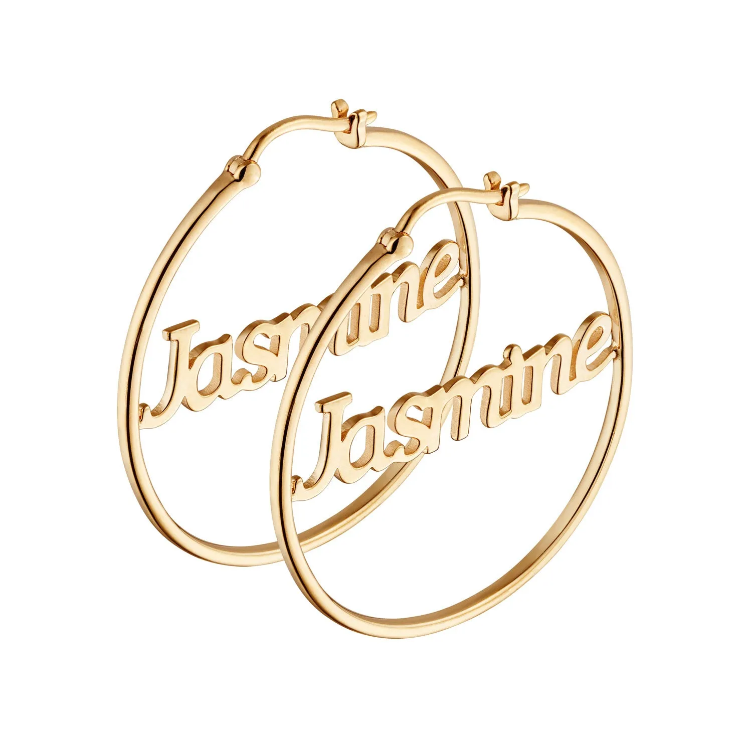 14K Gold over Sterling Personalized Name Medium Hoop Earring sold by Limoges Jewelry product image thumbnail 2