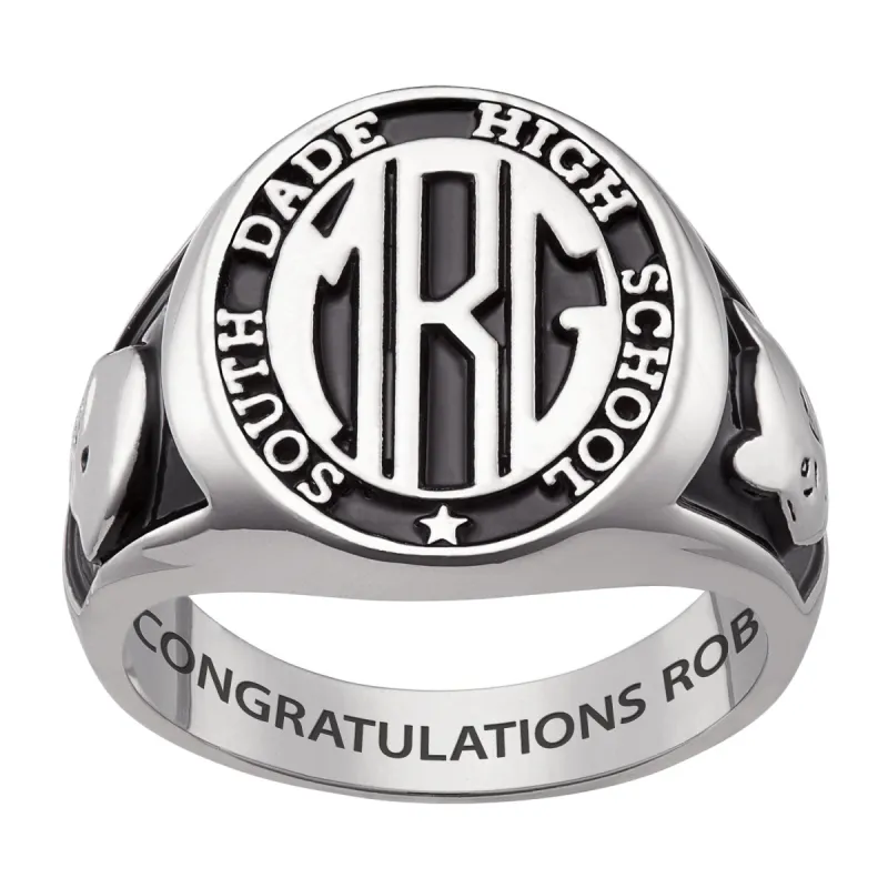 Men's Sterling Silver Signet Oval Class Ring sold by Limoges Jewelry