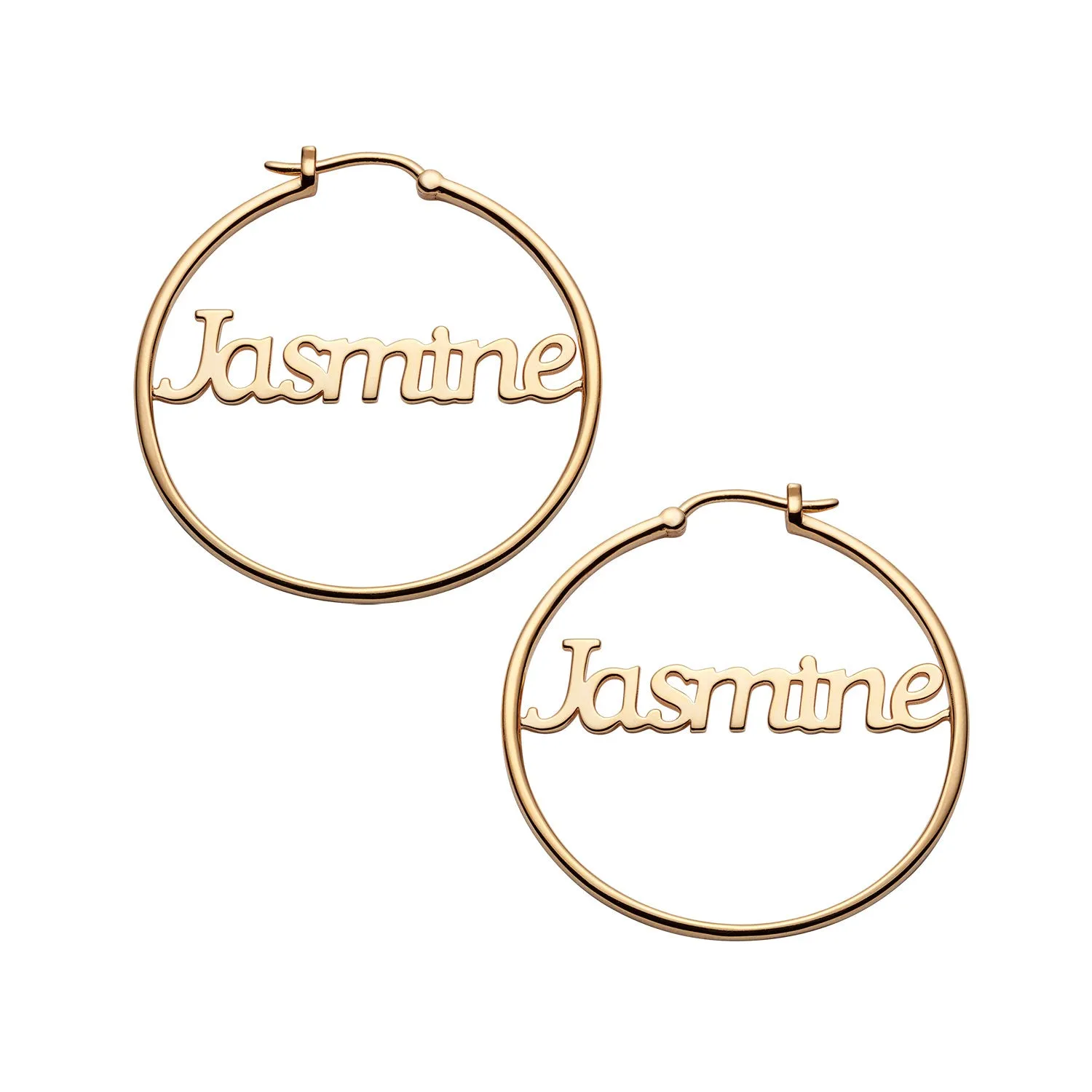 14K Gold over Sterling Personalized Name Medium Hoop Earring sold by Limoges Jewelry