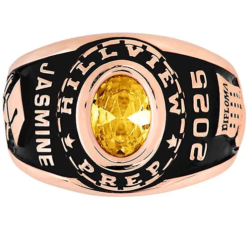 Ladies Rose Gold CELEBRIUM Traditional Oval Stone Class Ring sold by Limoges Jewelry product image thumbnail 3