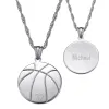 Silver Plated Engraved Basketball Necklace sold by Limoges Jewelry