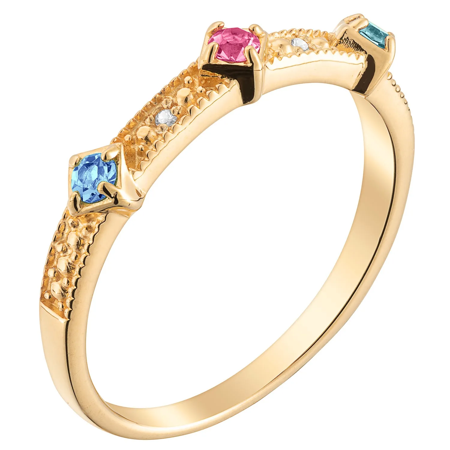 14K Gold over Sterling Vintage Birthstone with Diamond Accent Ring sold by Limoges Jewelry product image thumbnail 2