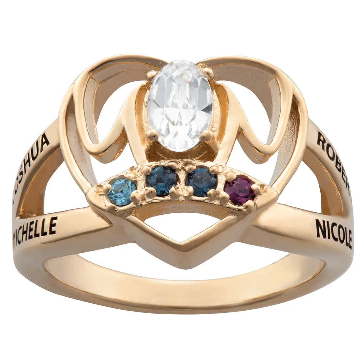14K Gold over Sterling Birthstone and Name personalized Ring sold by Limoges Jewelry