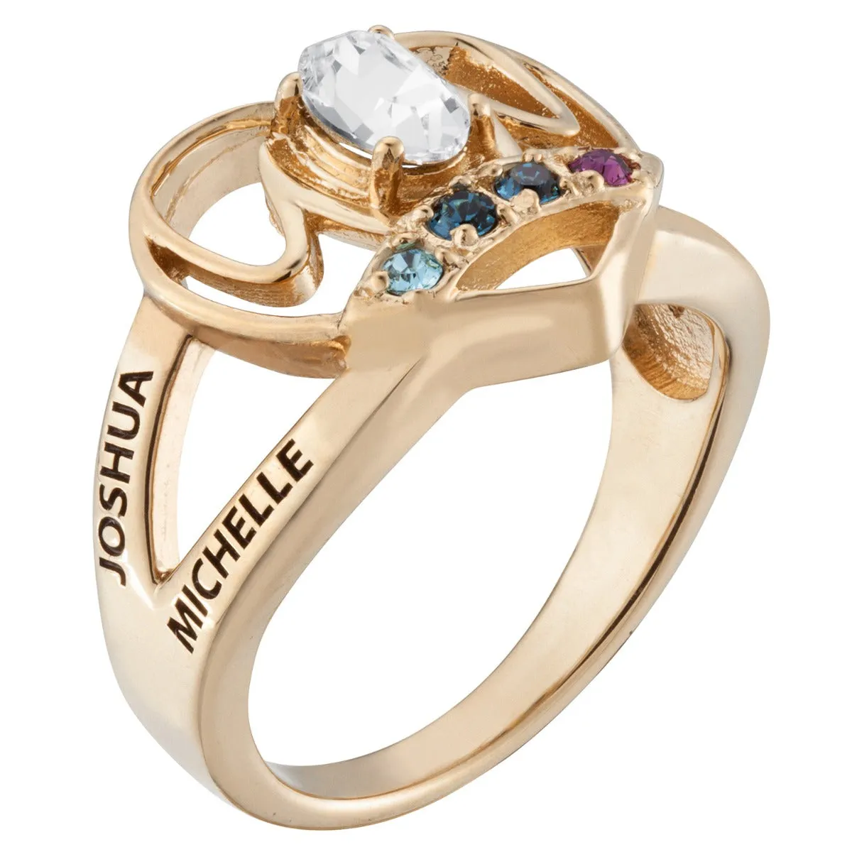 14K Gold over Sterling Birthstone and Name personalized Ring sold by Limoges Jewelry product image thumbnail 2
