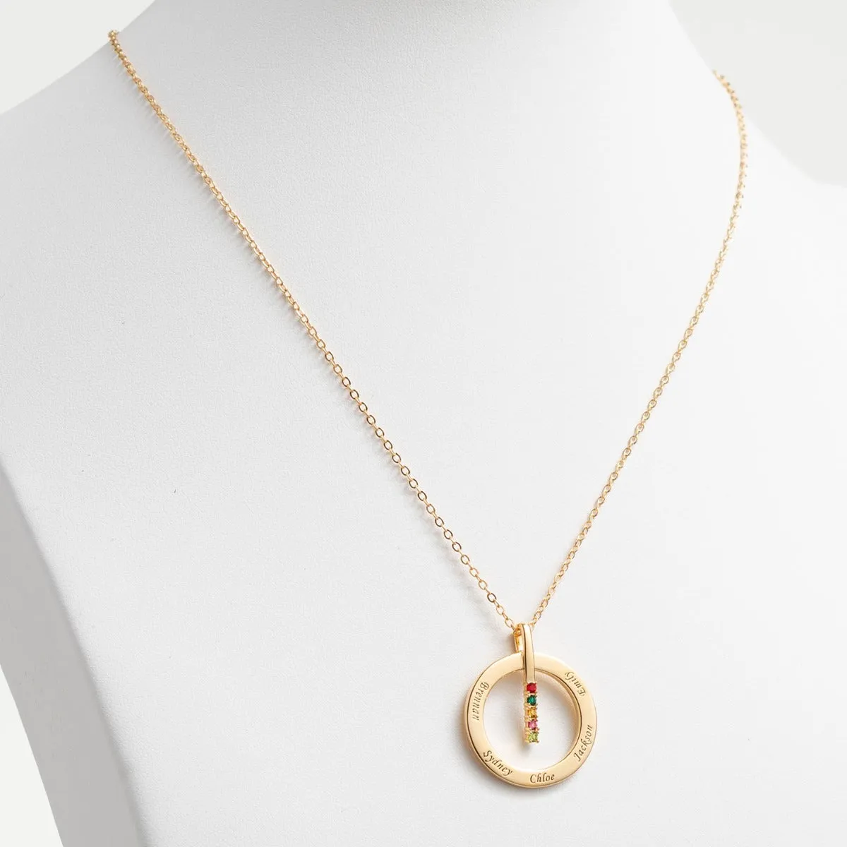 14K Gold Plated Family Name and Birthstone Circle Necklace sold by Limoges Jewelry product image thumbnail 2