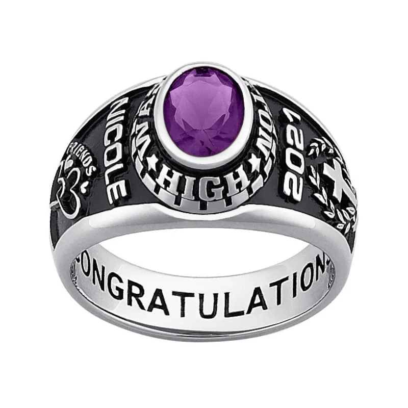 Ladies CELEBRIUM Traditional Oval Stone Class Ring sold by Limoges Jewelry