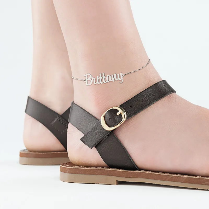 Sterling Silver Personalized Name Anklet sold by Limoges Jewelry