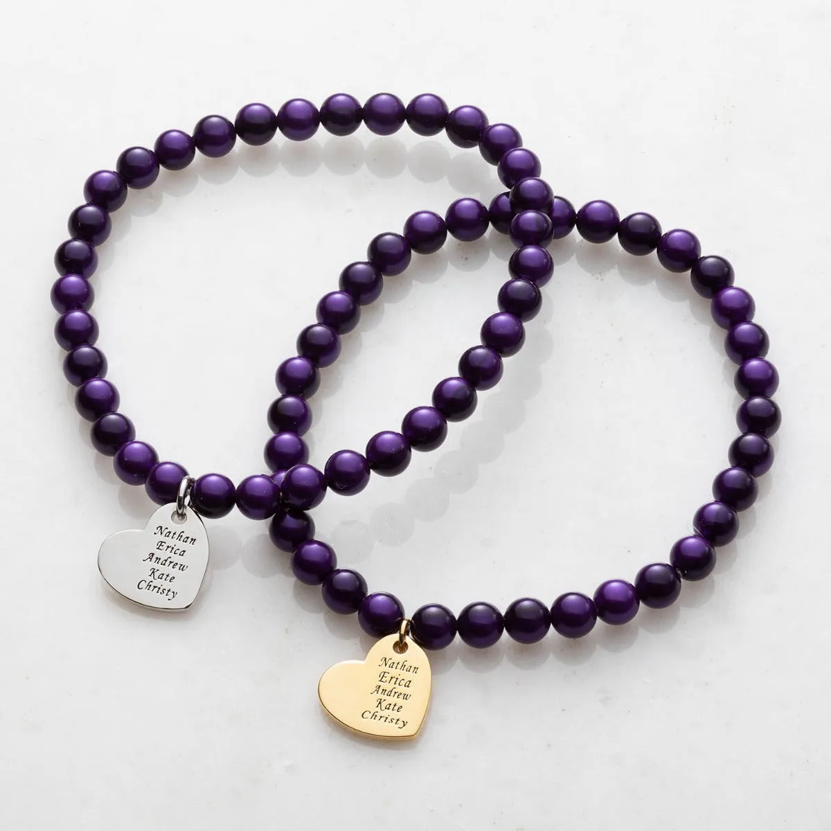 14K Gold Plated Personalized Pearl Stretch Bracelet sold by Limoges Jewelry product image thumbnail 3