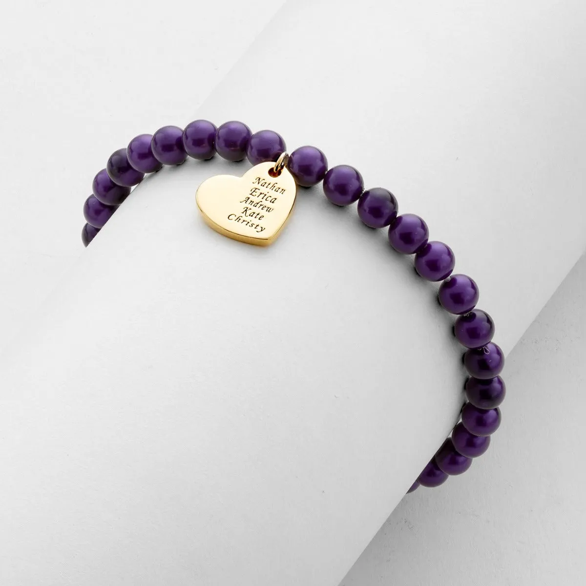 14K Gold Plated Personalized Pearl Stretch Bracelet sold by Limoges Jewelry product image thumbnail 2