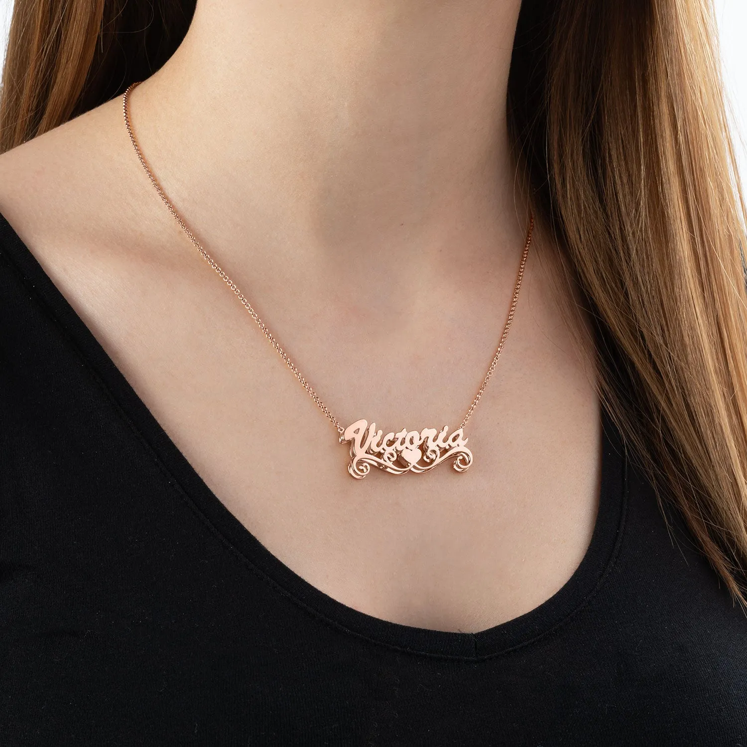 Personalized 14K Rose Gold Plated Double Nameplate Necklace sold by Limoges Jewelry product image thumbnail 3