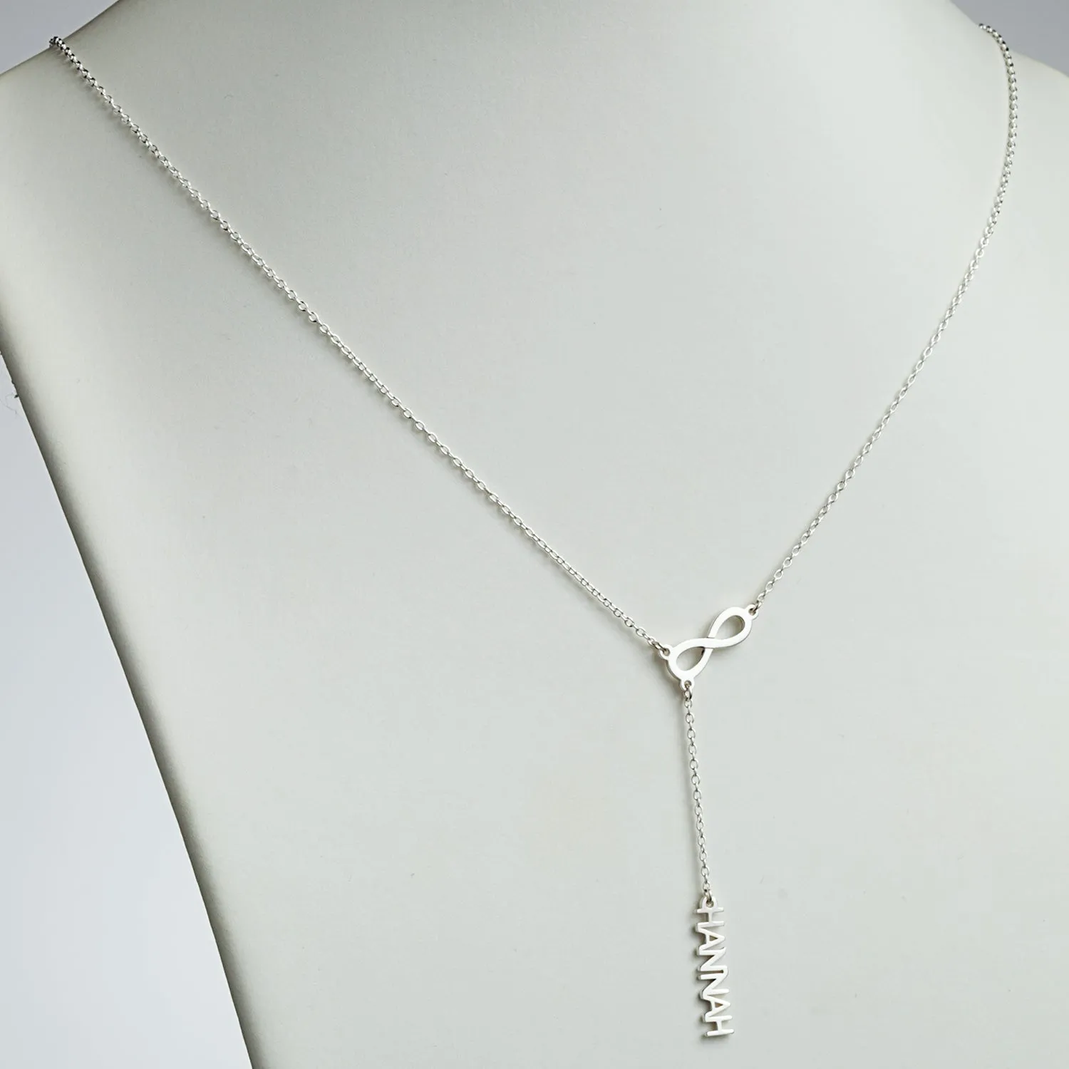 Sterling Silver Uppercase Name and Infinity Y-Necklace sold by Limoges Jewelry product image thumbnail 2