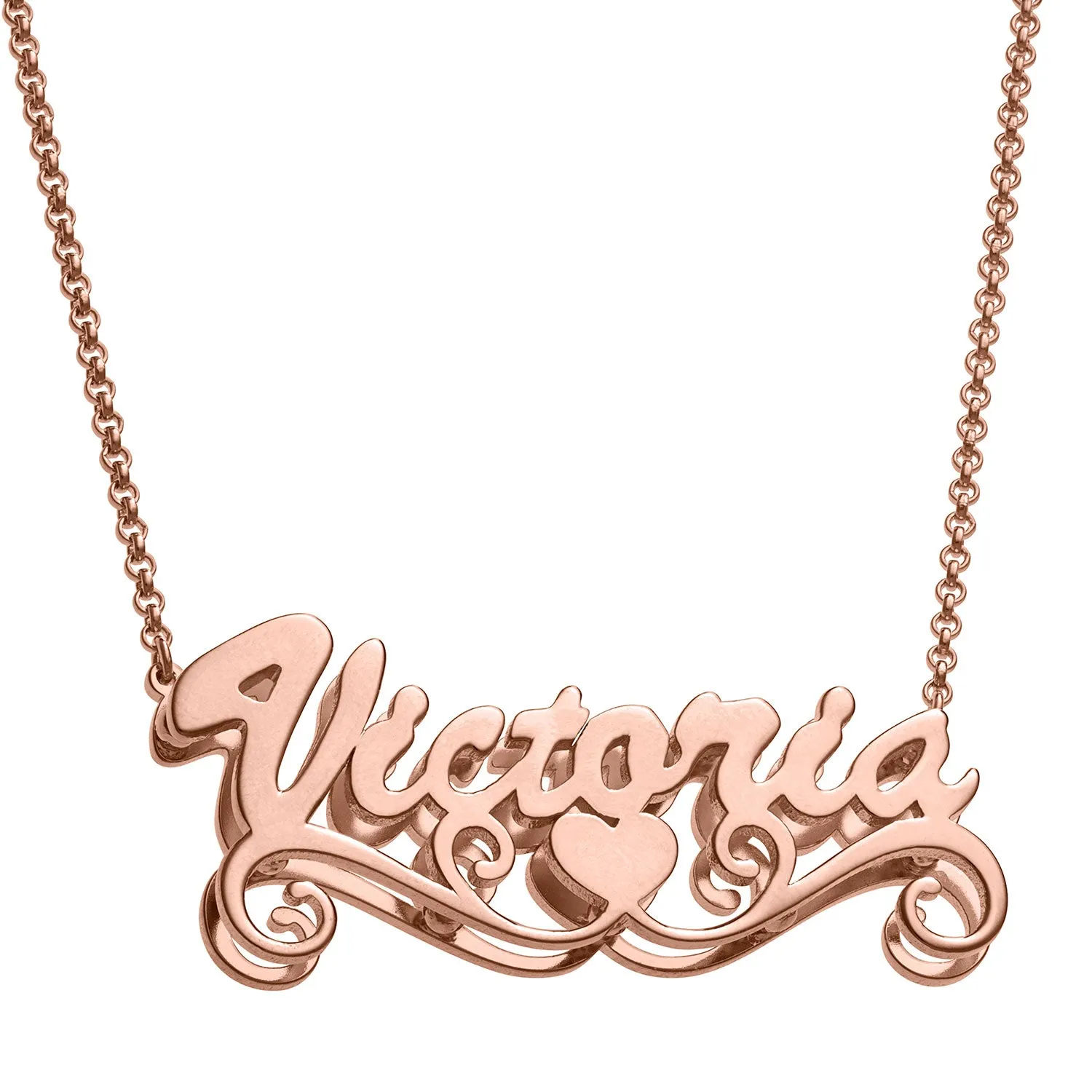 Personalized 14K Rose Gold Plated Double Nameplate Necklace sold by Limoges Jewelry