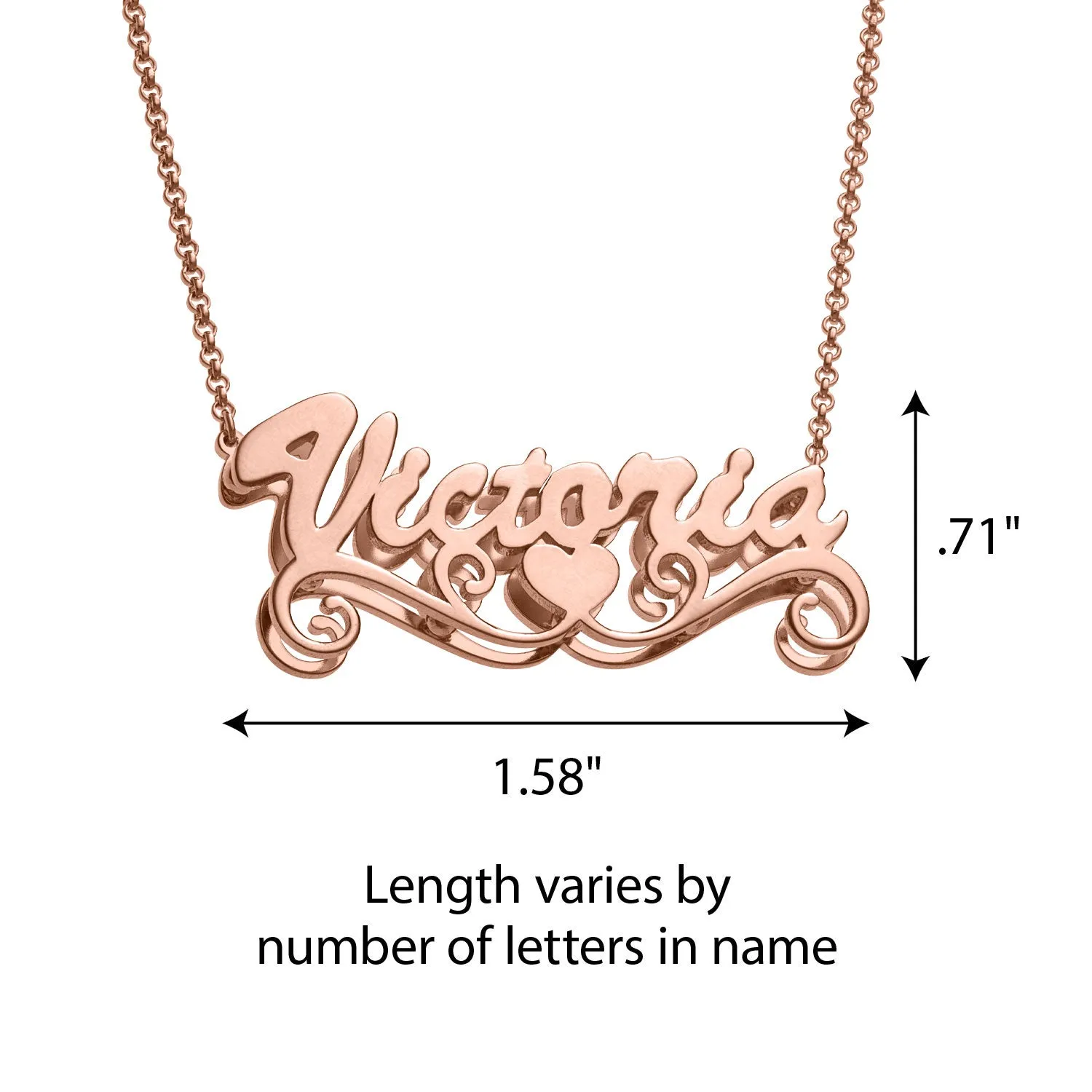 Personalized 14K Rose Gold Plated Double Nameplate Necklace sold by Limoges Jewelry product image thumbnail 4