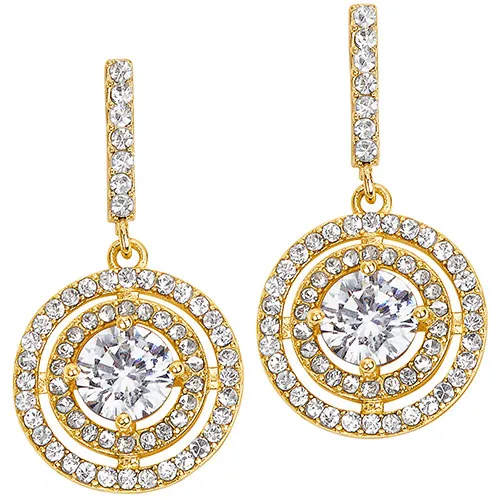 Goldtone CZ Dangle Earrings, Ring, and Cuff Bracelet Set sold by Limoges Jewelry product image thumbnail 3