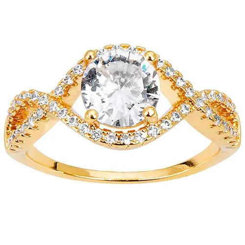 Goldtone CZ Dangle Earrings, Ring, and Cuff Bracelet Set sold by Limoges Jewelry product image thumbnail 4