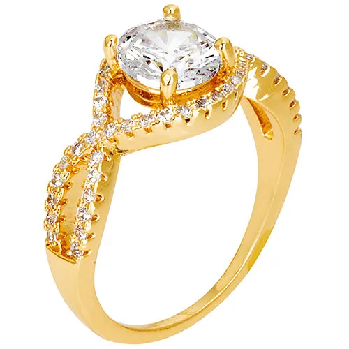 Goldtone CZ Dangle Earrings, Ring, and Cuff Bracelet Set sold by Limoges Jewelry product image thumbnail 5