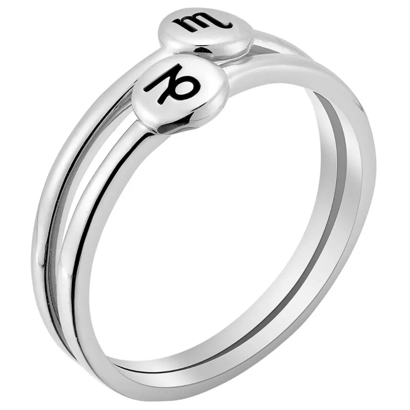 Silver Plated Zodiac Stack Ring Set of 2 sold by Limoges Jewelry