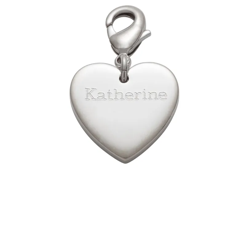 Silver Plated Engraved Heart Charm sold by Limoges Jewelry