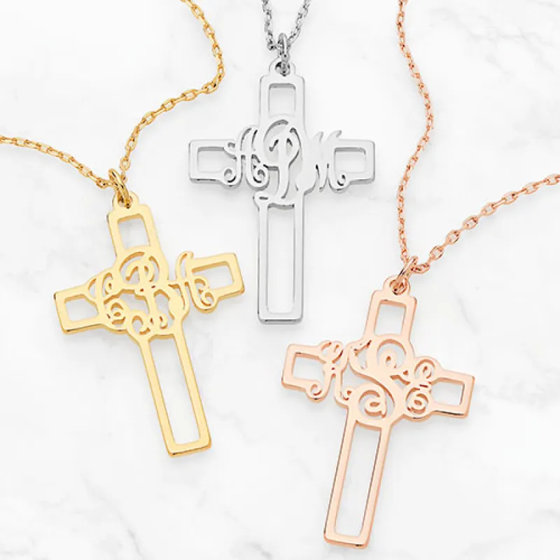 Mongram Cross Necklace sold by Limoges Jewelry