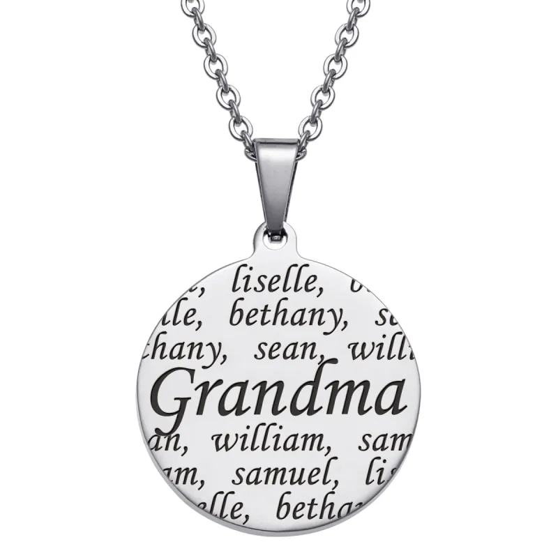Personnalized Everscribe Grandma Engraved Family Names Necklace sold by Limoges Jewelry
