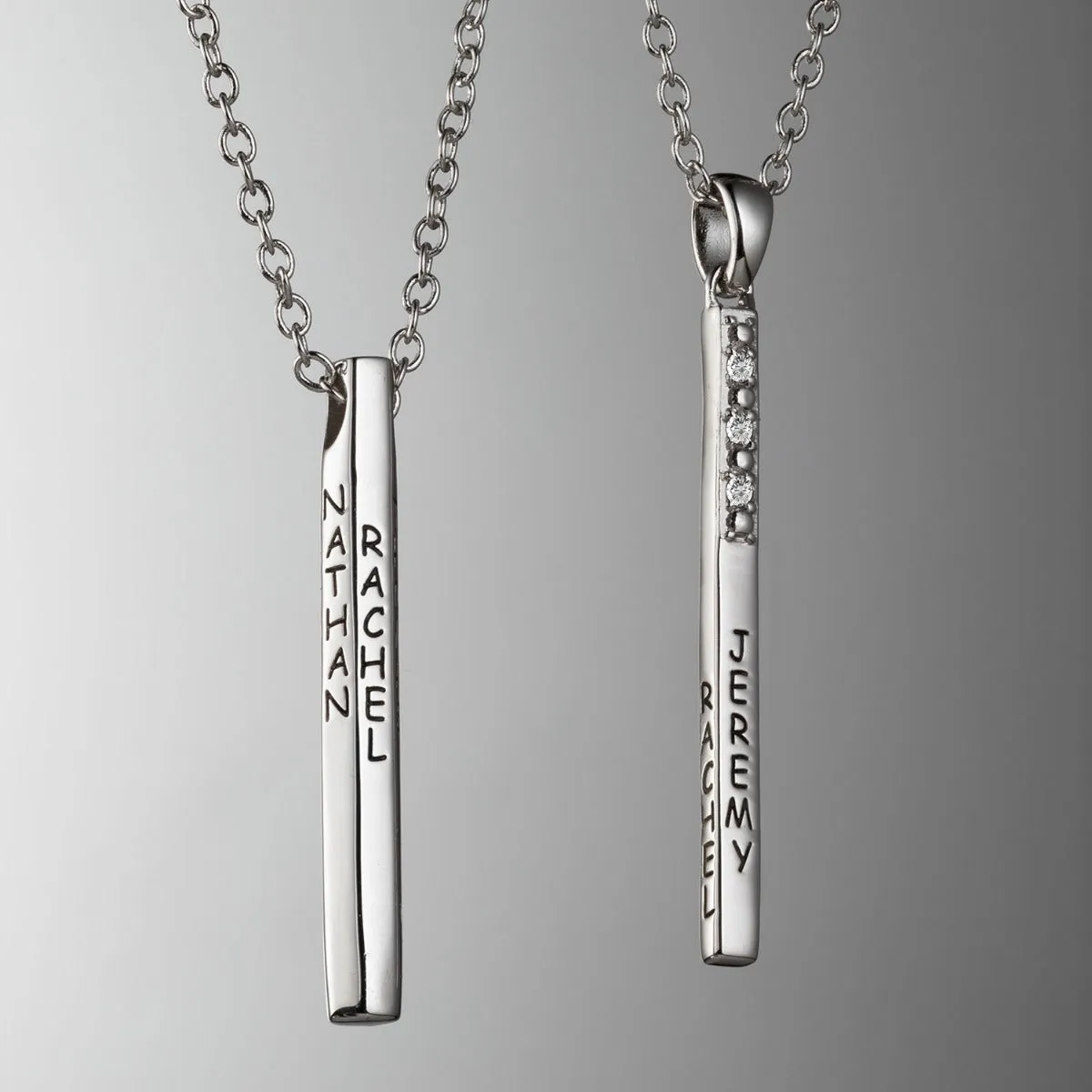 Family Name 4 Sided Bar Pendant with Diamonds sold by Limoges Jewelry product image thumbnail 4