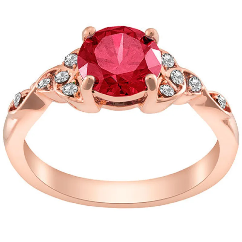 14K Rose Gold Plated Simulated Ruby and Clear Crystal Trinity Knot Ring sold by Limoges Jewelry