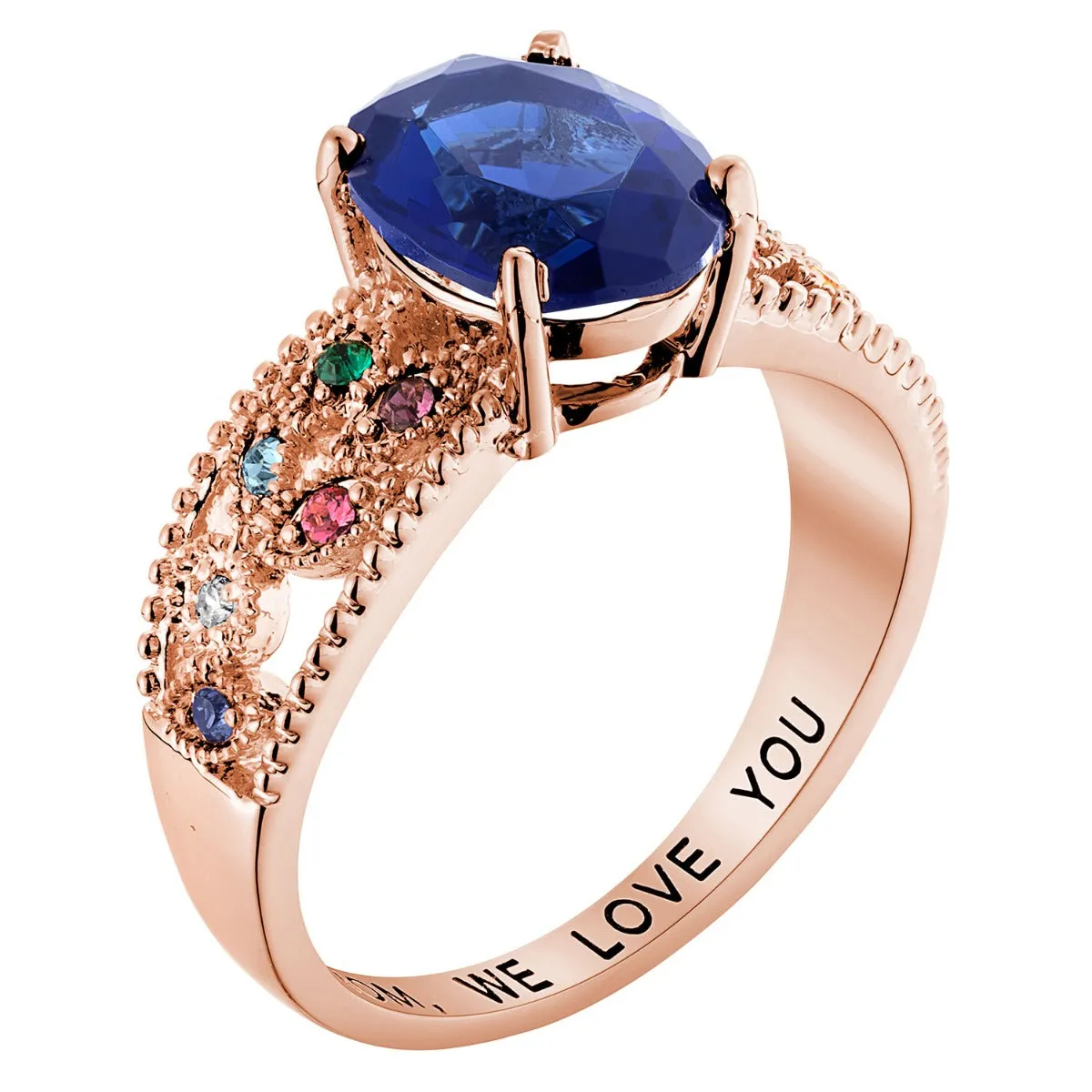 14K Rose Gold Plated Mother's Oval Family Birthstone Ring sold by Limoges Jewelry product image thumbnail 2