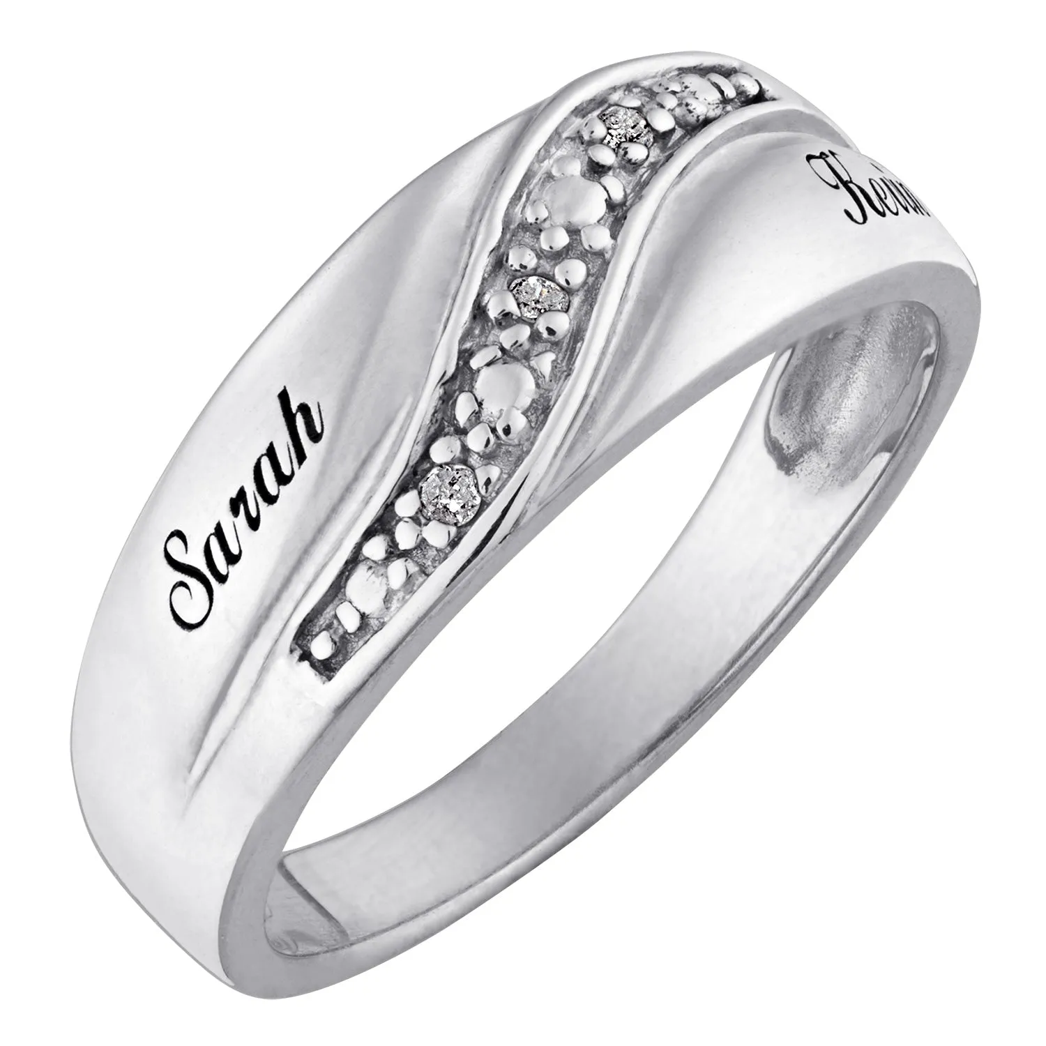 Sterling Silver Men's Diamond Accent Name Wedding Band sold by Limoges Jewelry product image thumbnail 2