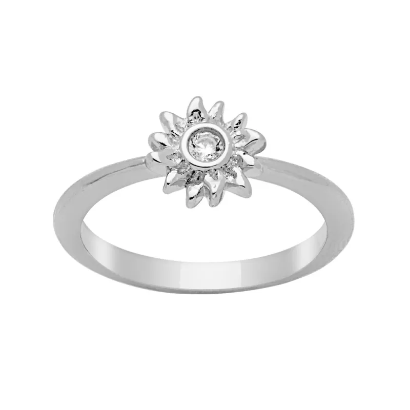 Silver Plated Sunflower Birthstone Ring sold by Limoges Jewelry