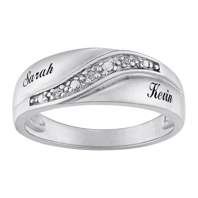 Sterling Silver Men's Diamond Accent Name Wedding Band sold by Limoges Jewelry