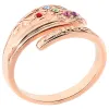 14K Rose Gold Plated Family Birthstone Bypass Spoon Ring sold by Limoges Jewelry