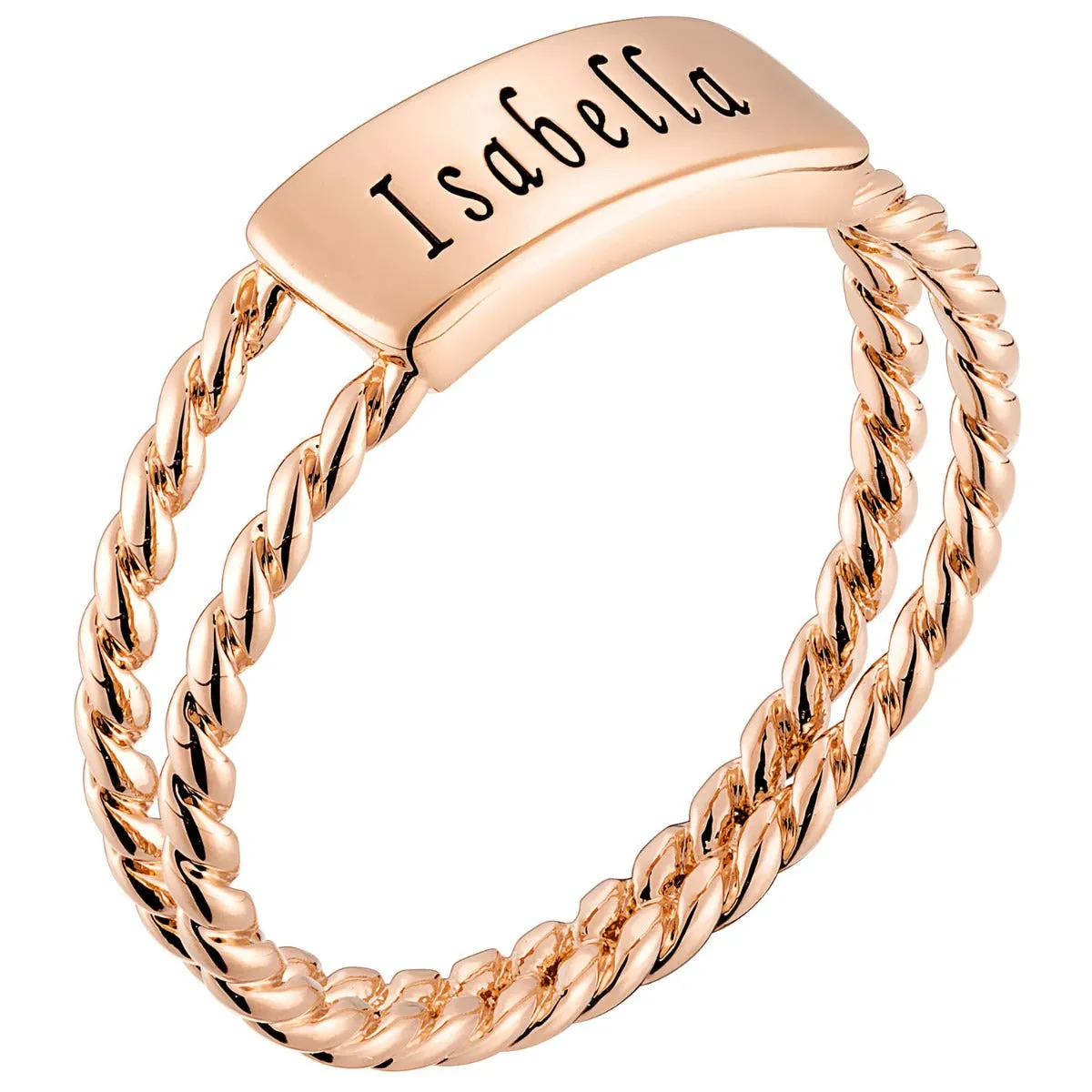 14K Rose Gold Plated Engraved Name with Double Roped Band Ring sold by Limoges Jewelry product image thumbnail 2