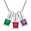 Sterling Silver Engraved Name and Birthstone Charm 3 Piece Pendant sold by Limoges Jewelry