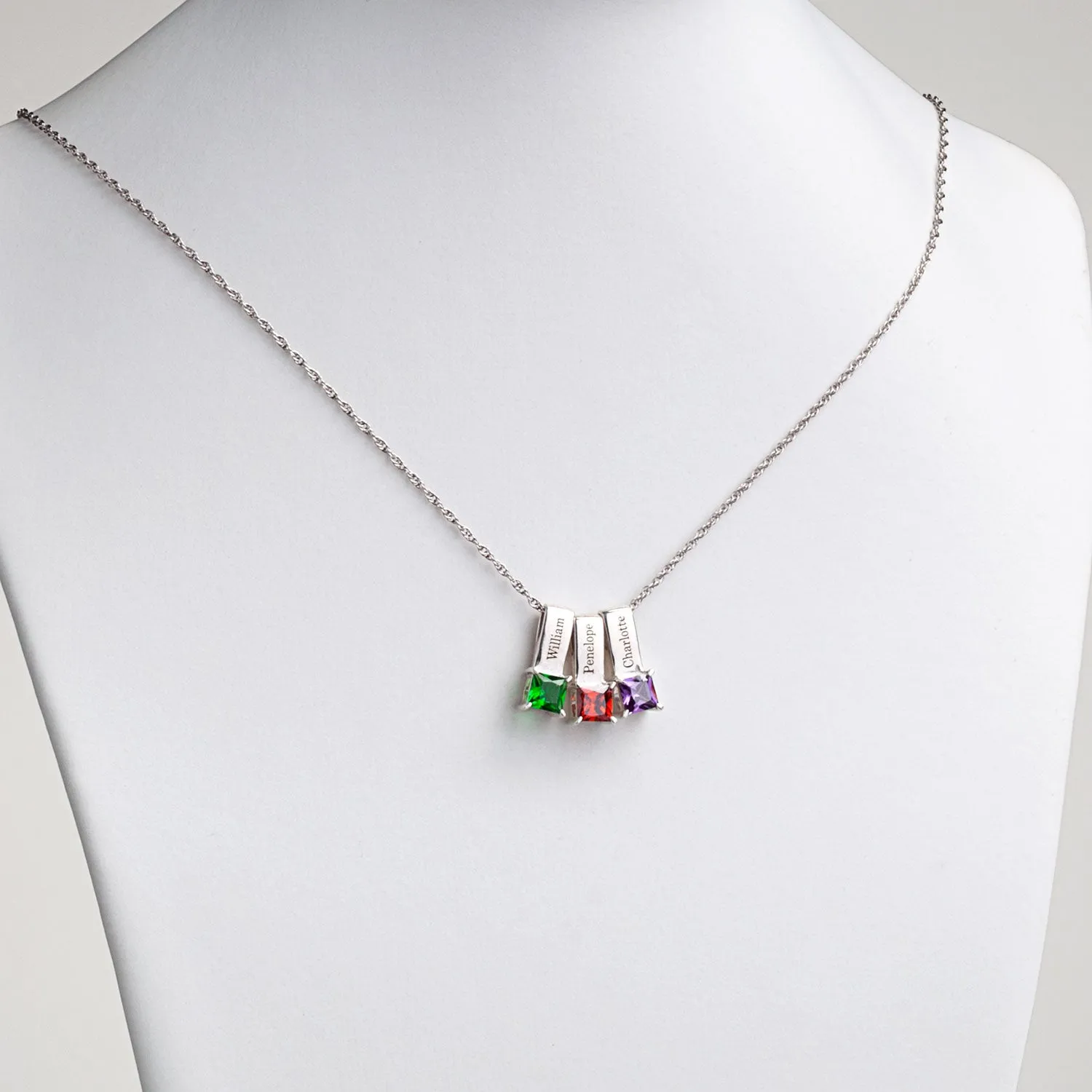 Sterling Silver Engraved Name and Birthstone Charm 3 Piece Pendant sold by Limoges Jewelry product image thumbnail 3