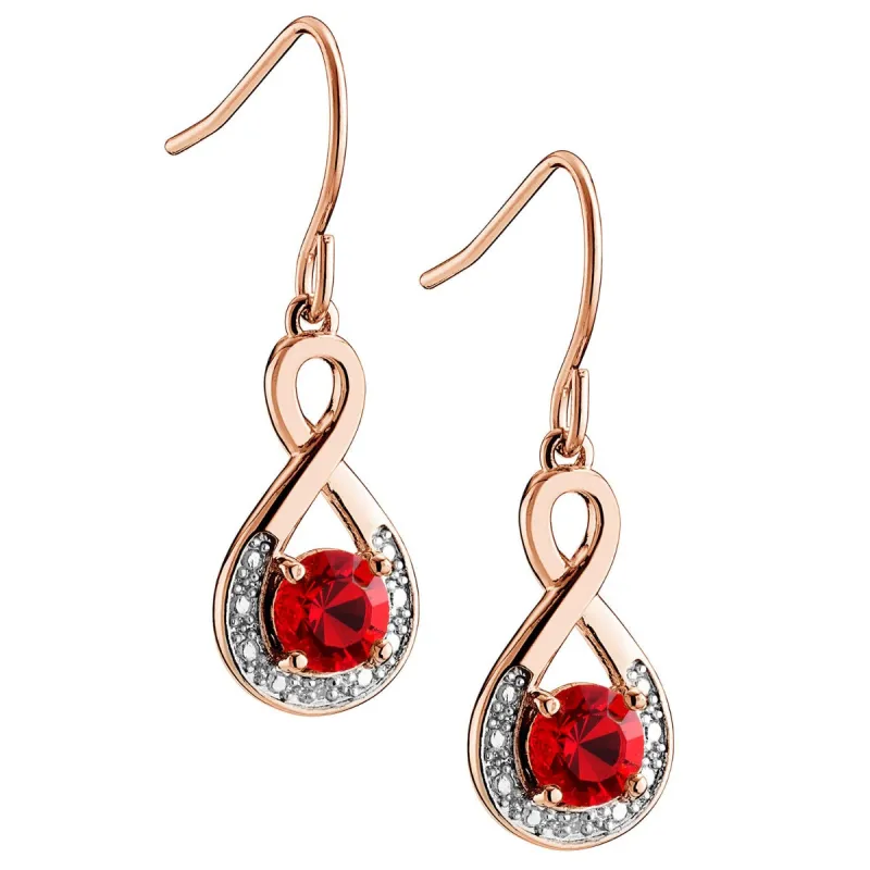 14K Rose Gold Plated Birthstone Drop Earrings with Diamond Accents sold by Limoges Jewelry