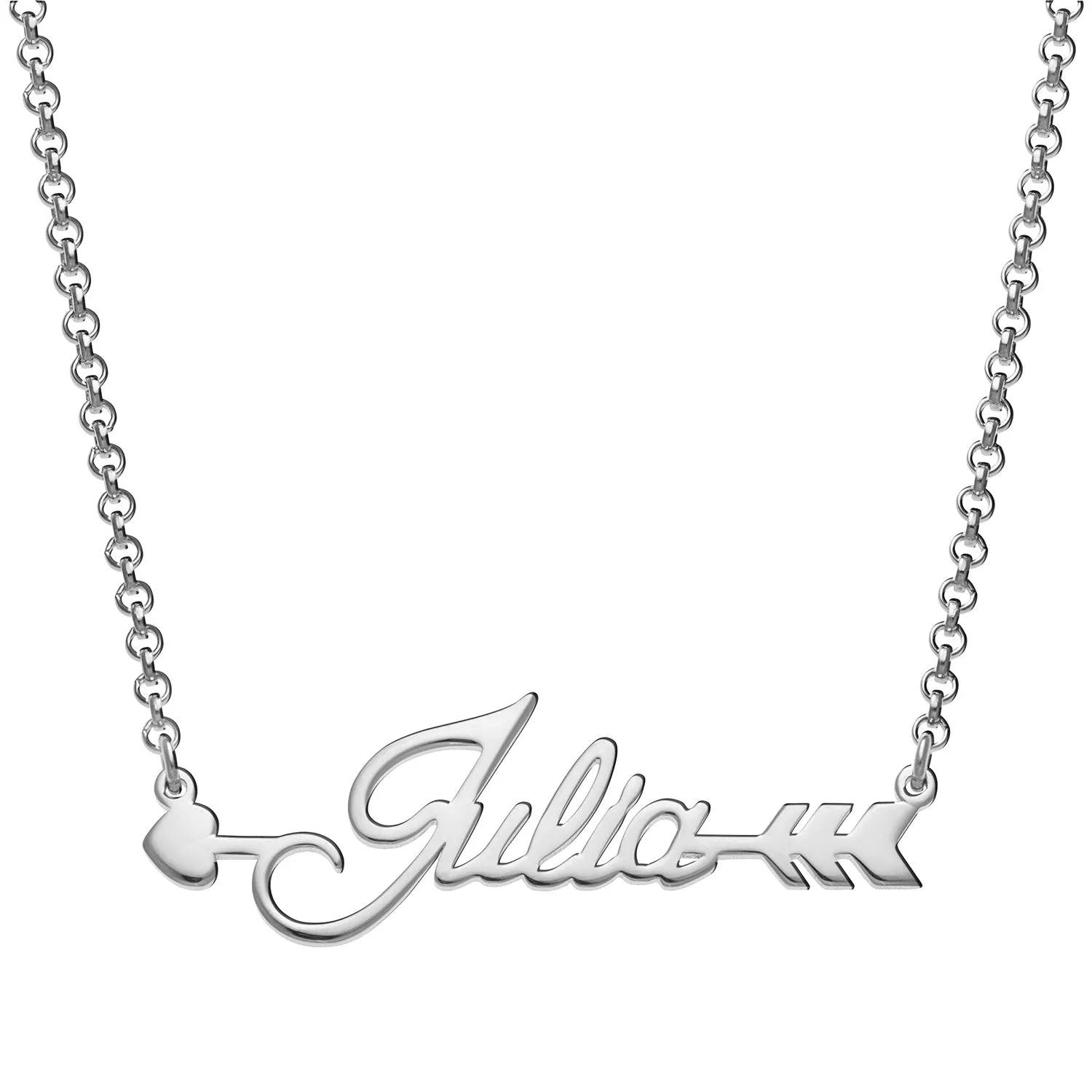 Sterling Silver Script Name Arrow Necklace sold by Limoges Jewelry
