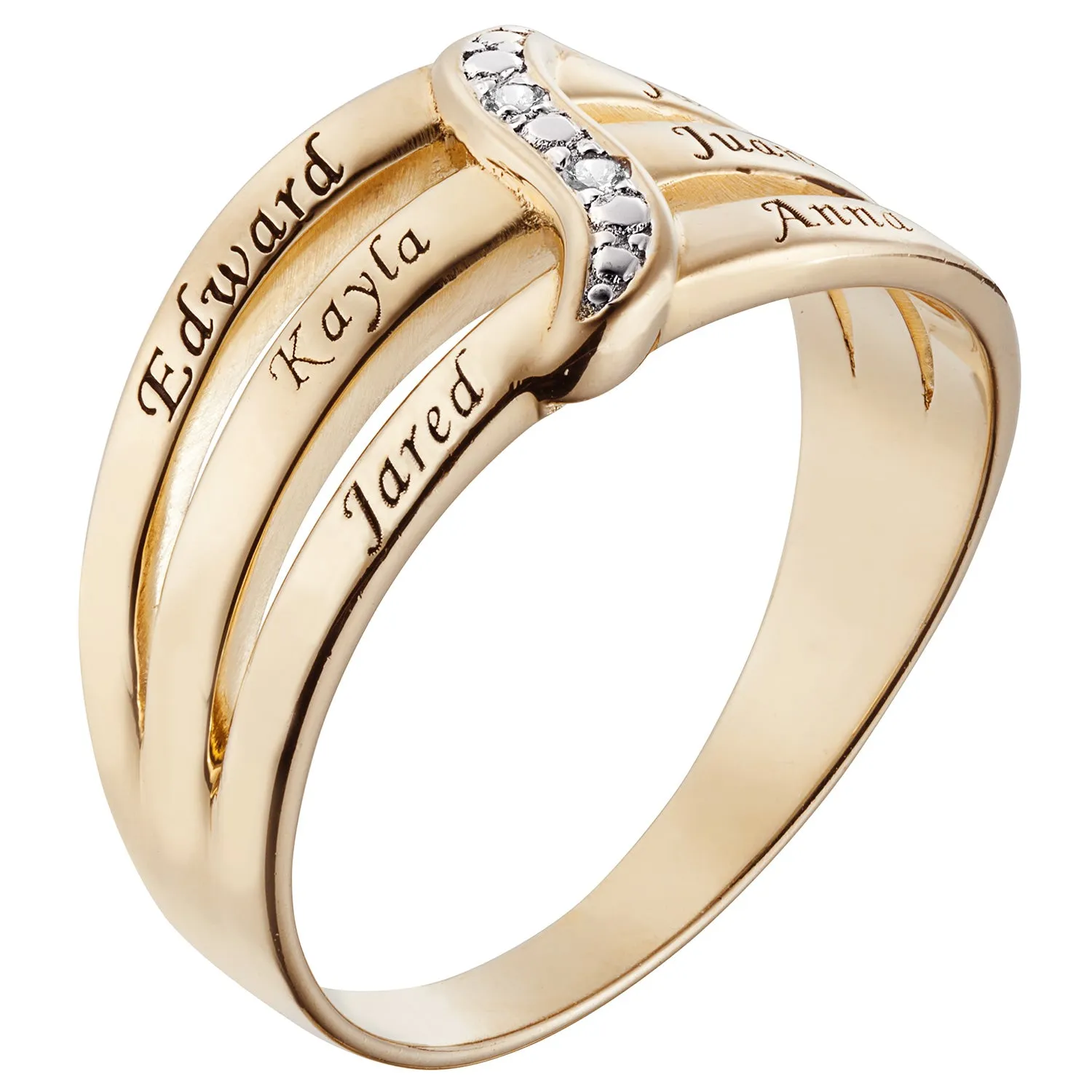 14K Gold over Sterling Family Name Ring with Diamond Accent sold by Limoges Jewelry product image thumbnail 2
