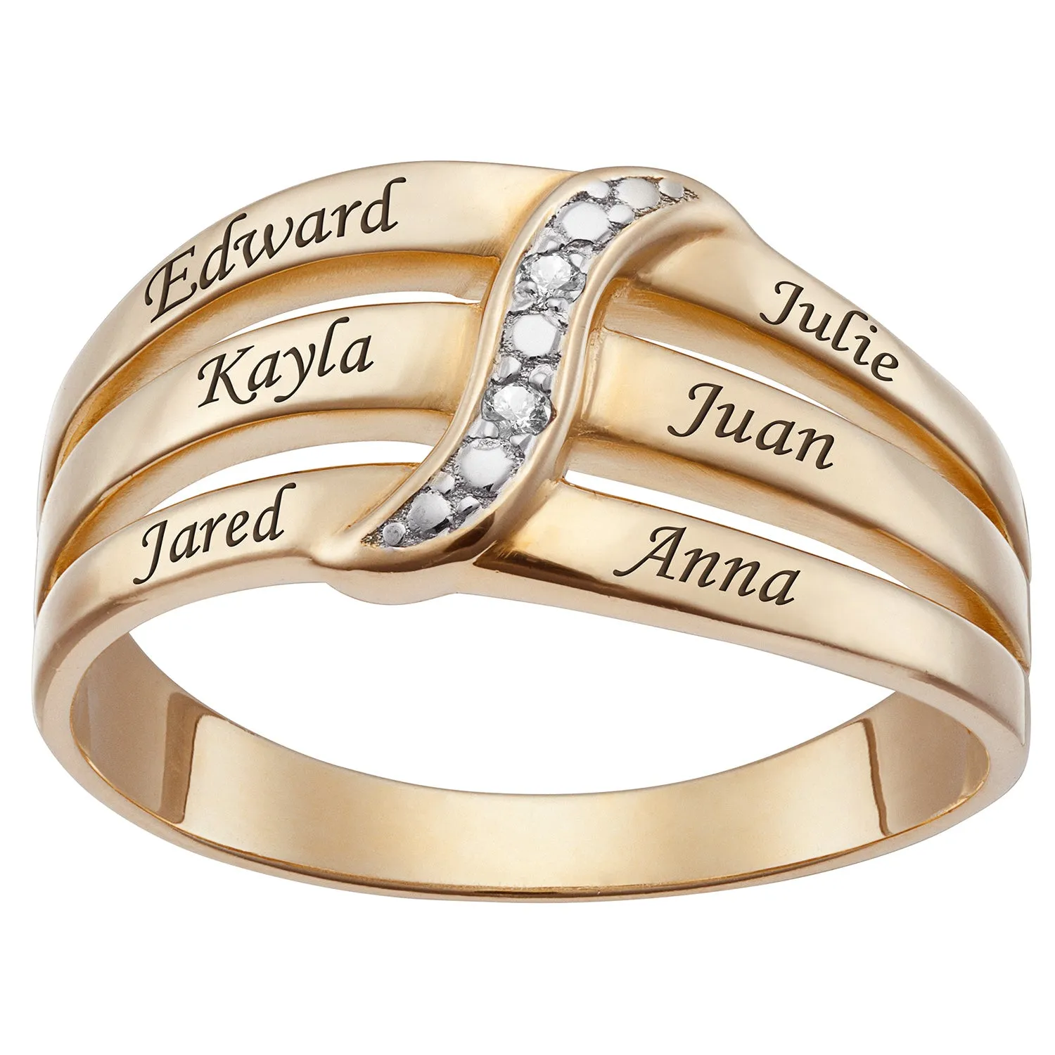 14K Gold over Sterling Family Name Ring with Diamond Accent sold by Limoges Jewelry