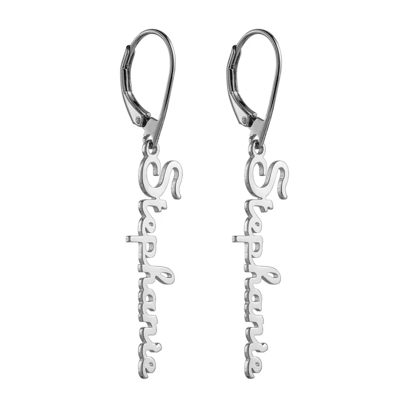 Sterling Silver Personalized Script Name Dangle Earrings sold by Limoges Jewelry