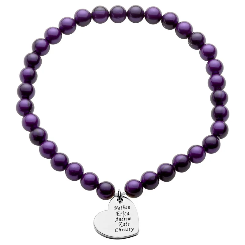 Silver Plated Personalized Pearl Stretch Bracelet sold by Limoges Jewelry