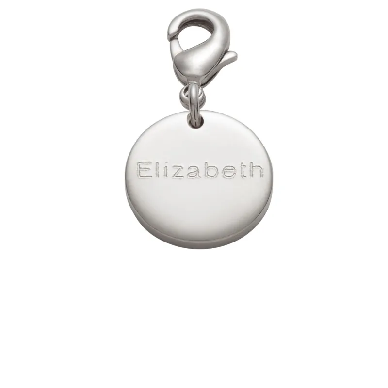 Silver Plated Engraved Round Disc Charm sold by Limoges Jewelry